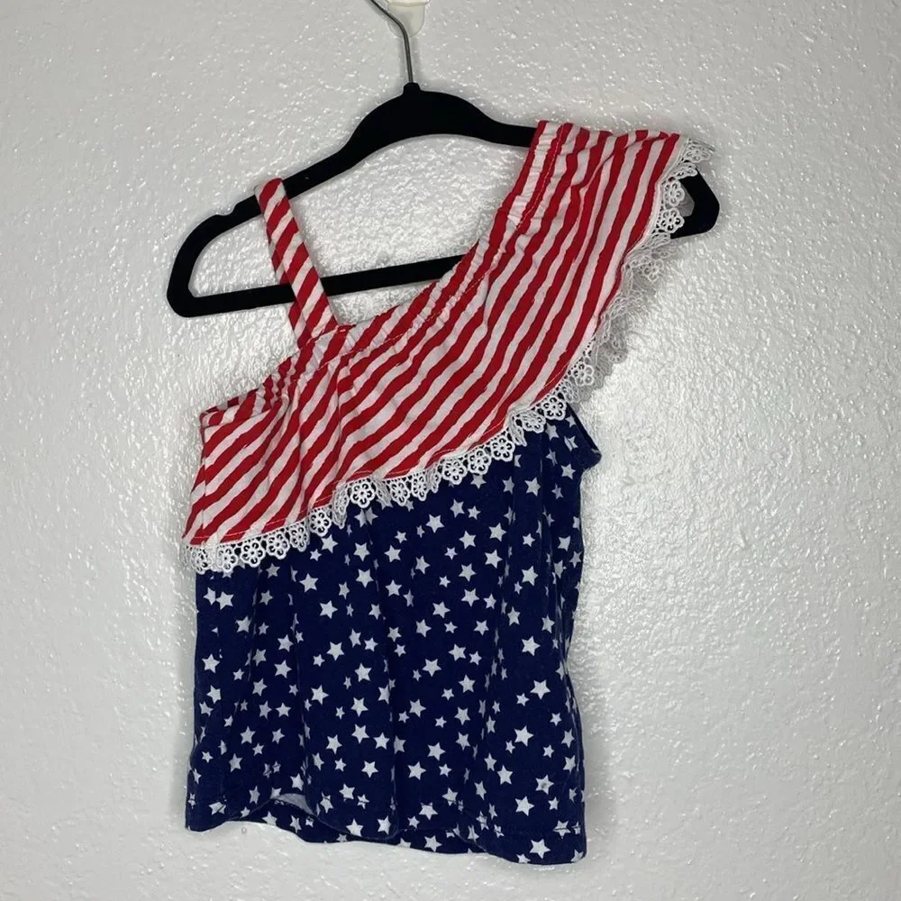 Fourth Of July Outfit Bundle USA Stars & Stripes Shorts and  Tank Top 2/4T
